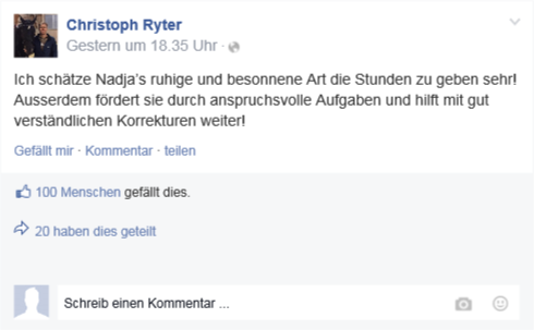 Facebook-Post Chrigi